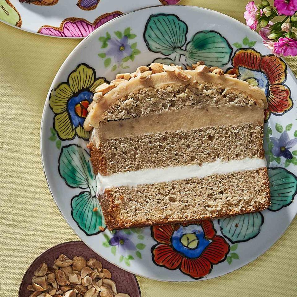 <p>This grown-up version of ice cream cake is a little sweet and a little salty. The yogurt cake gets its distinct flavor from freeze-dried banana slices--they can be pulverized into a powder (unlike regular dried bananas, which have a chewy texture). <a href="https://www.eatingwell.com/article/7890622/baking-love/" rel="nofollow noopener" target="_blank" data-ylk="slk:Read more about Kristen Hartke's love of baking;elm:context_link;itc:0;sec:content-canvas" class="link ">Read more about Kristen Hartke's love of baking</a>. <a href="https://www.eatingwell.com/recipe/279700/peanut-butter-banana-frozen-yogurt-cake/" rel="nofollow noopener" target="_blank" data-ylk="slk:View Recipe;elm:context_link;itc:0;sec:content-canvas" class="link ">View Recipe</a></p>