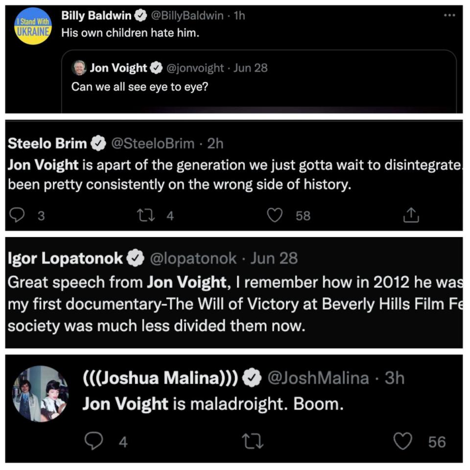 Jon Voight Twitter responses (Twitter/screenshot)