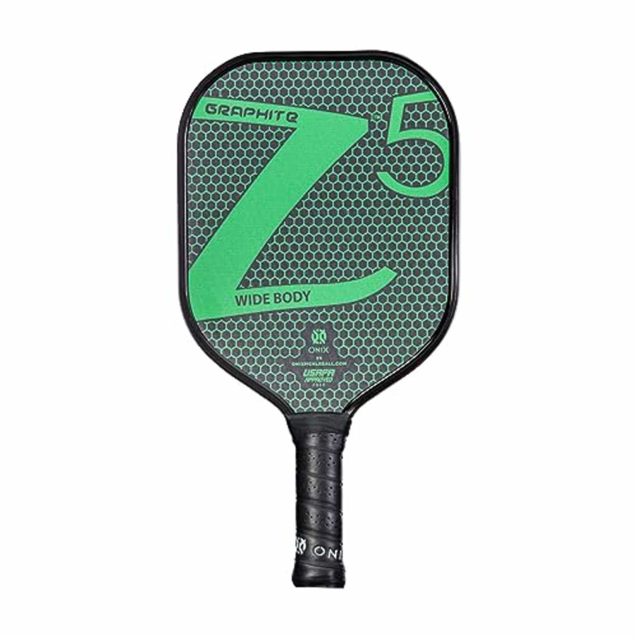 ONIX Graphite Z5 Pickleball Paddle (Graphite Carbon Fiber Face with Rough Texture Surface, Cushion Comfort Grip and Nomex Honeycomb Core for Touch, Control, and Power), Green (AMAZON)