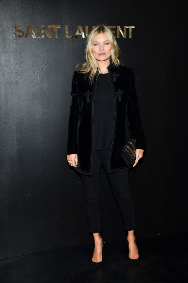 The actress sat front row at Saint Laurent alongside G-Eazy, Kate Moss and Nicole Richie.