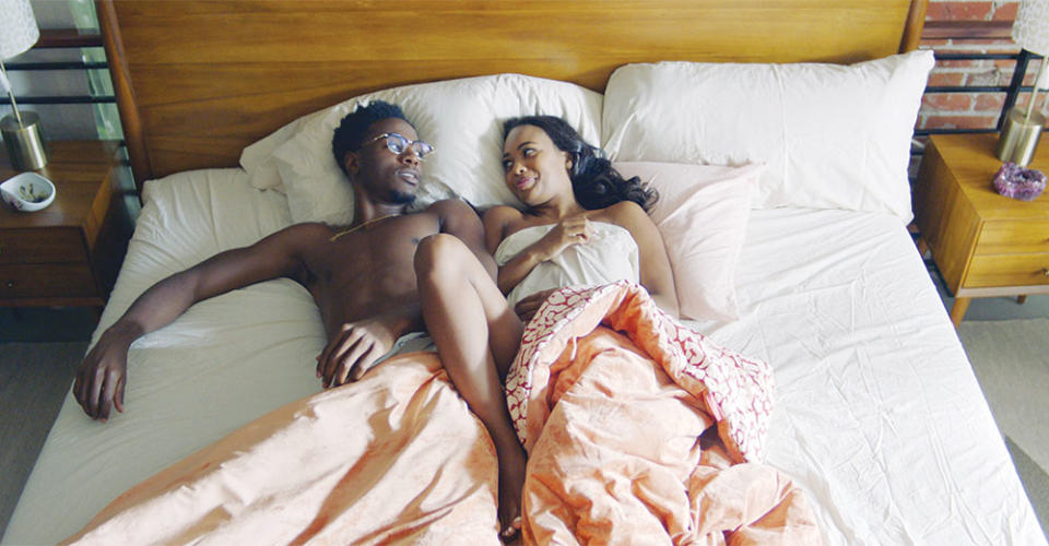 Joey Badass and Zaria in Two Distant Strangers, which won Free and co-director Martin Desmond Roe Oscars for best live-action short film.