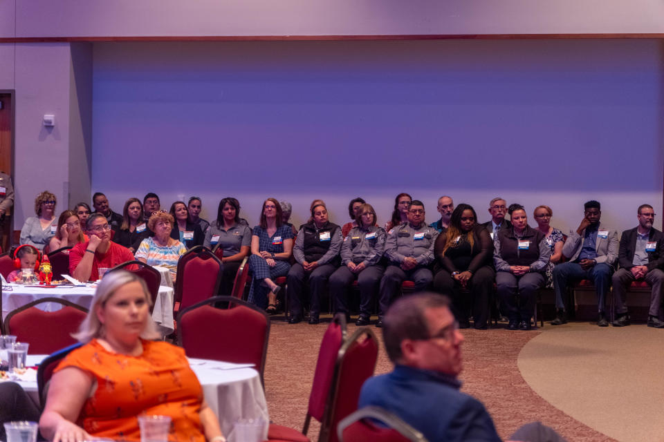 Honorees await their time to be presented awards on stage Thursday at the Texans Caring for Texans award ceremony in Canyon.