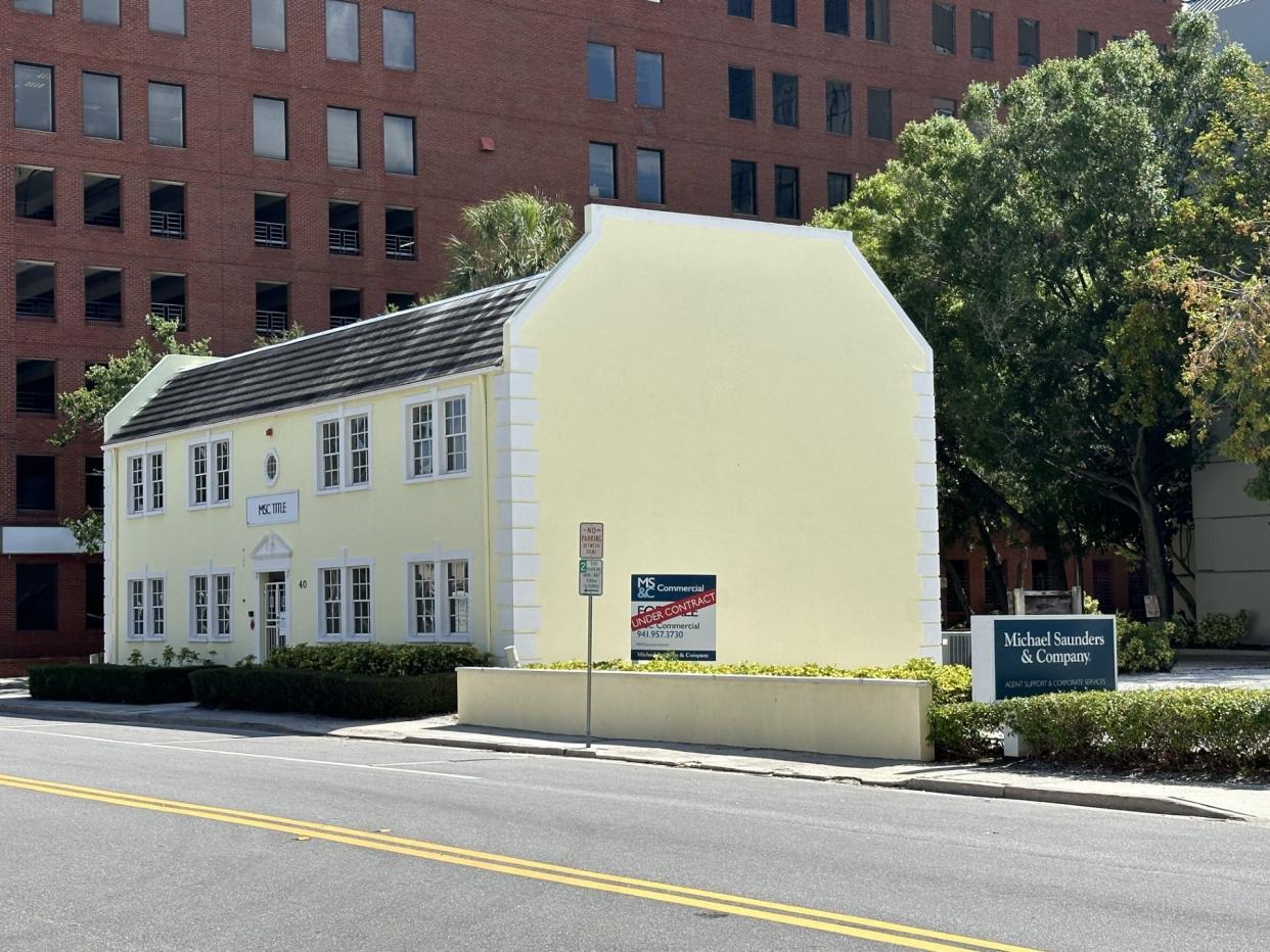 One of two buildings owned by Michael Saunders & Co. in downtown Sarasota at 40 N. Osprey Ave. The property is under contract, as is the company's 1801 Main St. site. The firm has consolidated into offices at 1605 Main St.