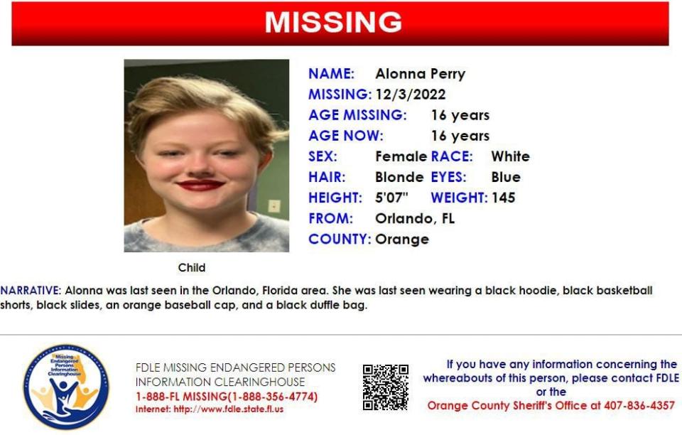 Alonna Perry was last seen in Orlando on Dec. 3, 2022.