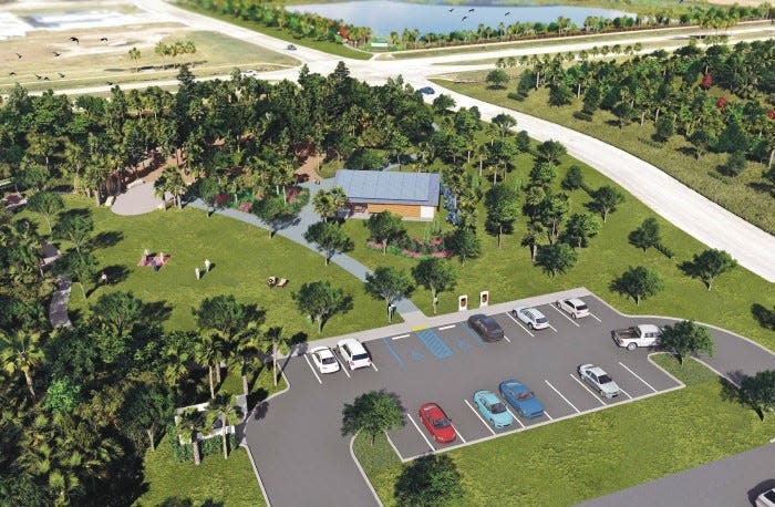 This rendering of the southwest section of the Quad Parcels shows a proposed parking area and restroom/solar pavilion facility. The parcel "serves as the front porch and welcome mat of the re-wilding project,” said Jeanne Dubi, president of Sarasota Audubon.