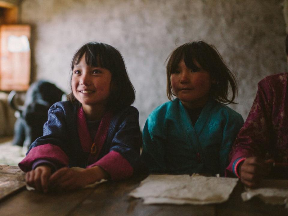 Children being taught by Ugyen in ‘Lunana: A Yak in the Classroom’ (Samuel Goldwyn Films)