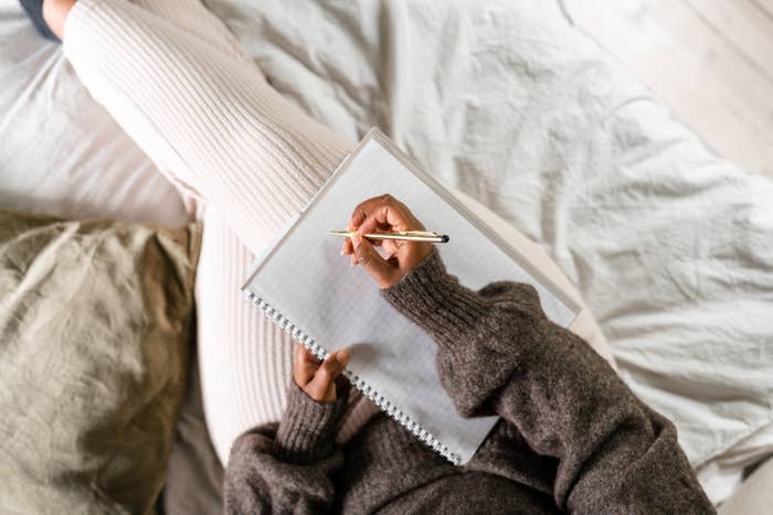 A woman journalling