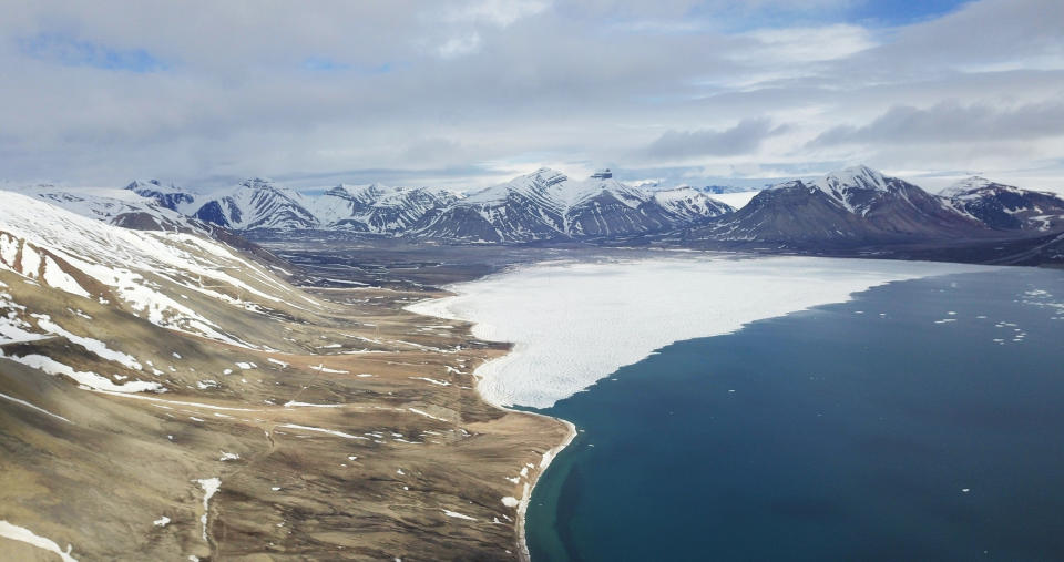 Beautiful scene of the Spitzbergen Mountains in Isfjord