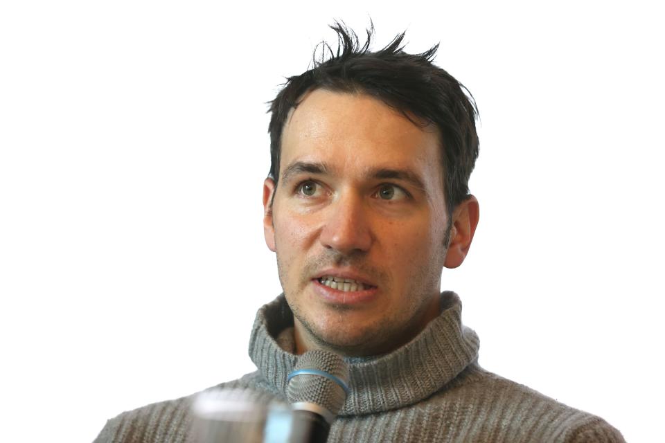 KITZBUEHEL, AUSTRIA - JANUARY 20: Felix Neureuther talks to the media during his presentation of his new Book 