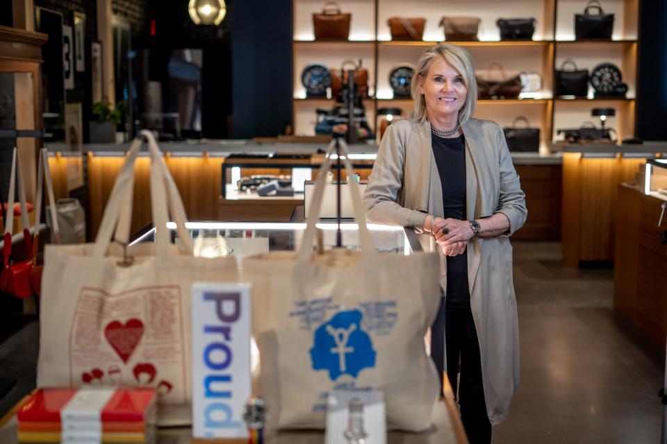 Shannon Washburn, then the CEO of Shinola, at the company's Woodward Avenue store in downtown Detroit in June 2021. She retired in July 2022 after 10 years with the company.