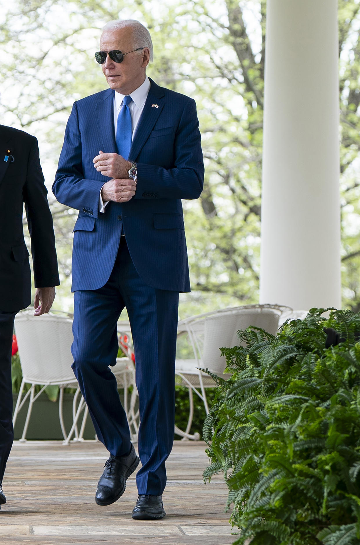 El presidente Joe Biden durante una conferencia de prensa conjunta con el primer ministro de Japón, Fumio Kishida, en el Jardín de las Rosas de la Casa Blanca en Washington, el 10 de abril de 2024. (Haiyun Jiang/The New York Times)
