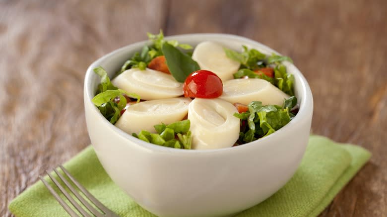 Salad with sliced heart of palm