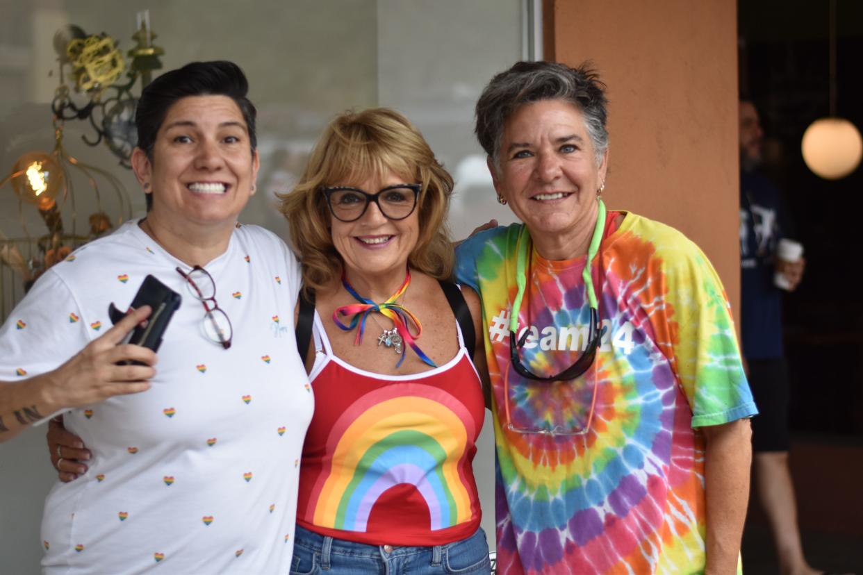 Left to right: Liz Hosler, Linda Woody Kolling and Gail Smith attend the 18th Bisbee Pride celebration.