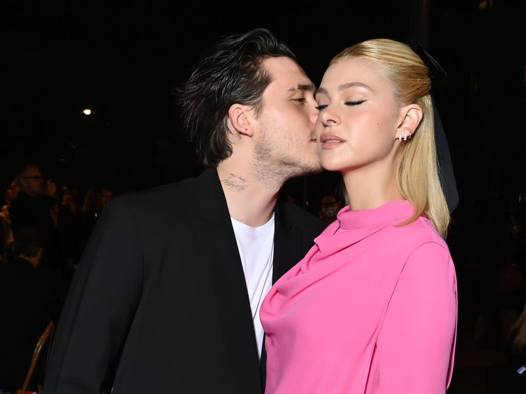 Brooklyn Beckham and Nicola Peltz attend the Valentino Womenswear Spring/Summer 2022 show as part of Paris Fashion Week (Getty Images)