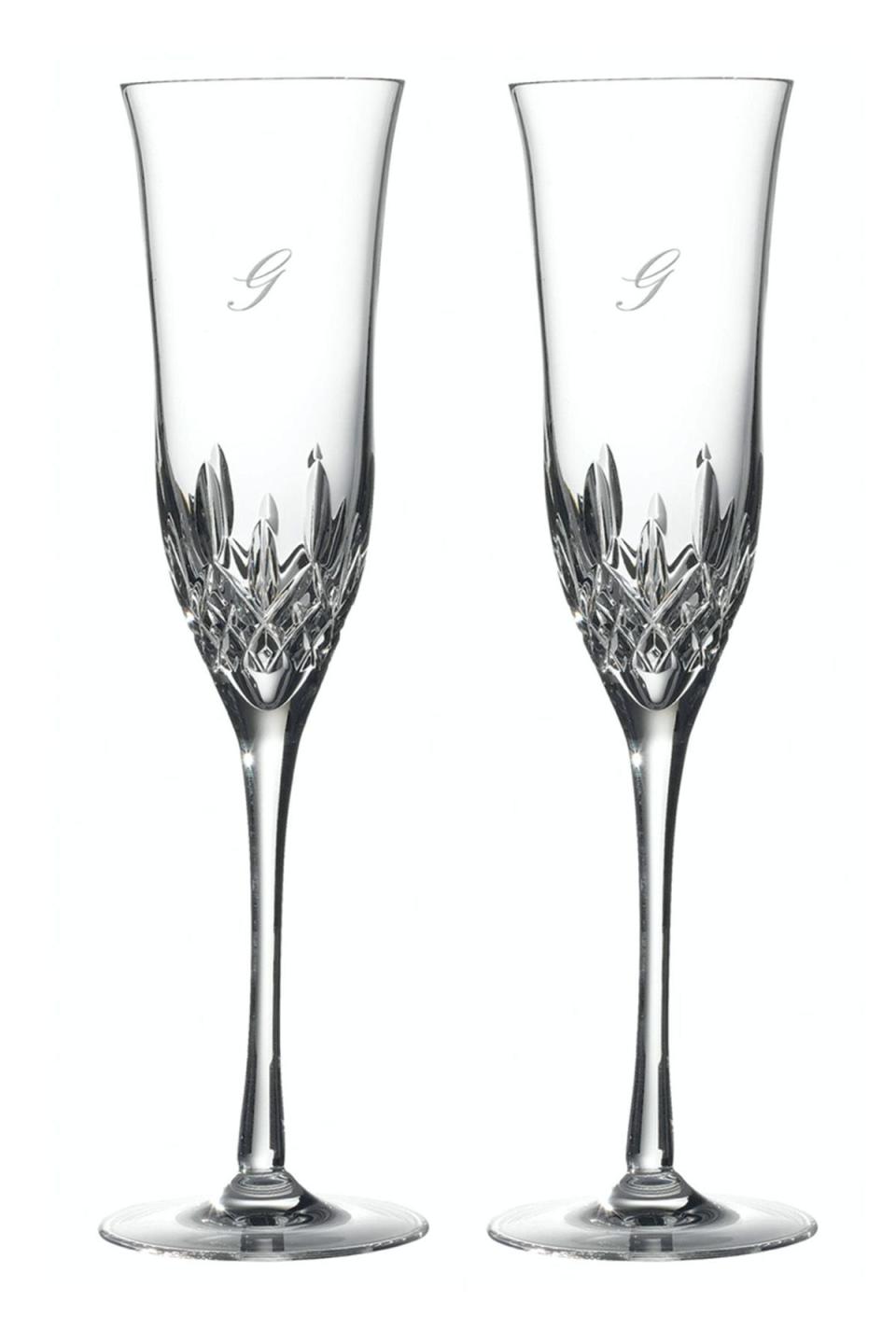 12) Monogram Crystal Champagne Flutes