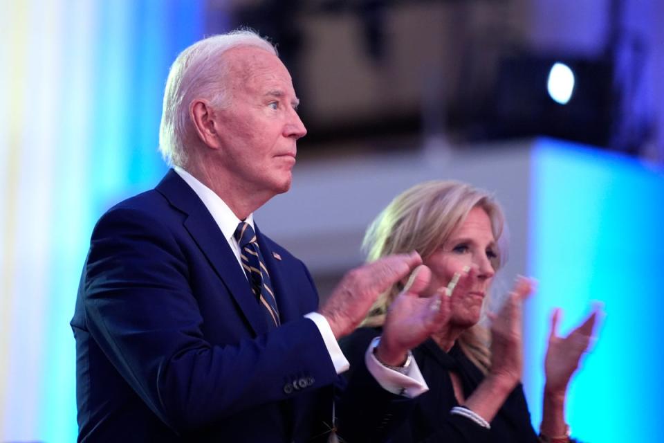 President Joe Biden and First Lady Dr Jill Biden welcome Nato members to Washington. Biden is facing growing pressure to exit the race (Evan Vucci/AP)