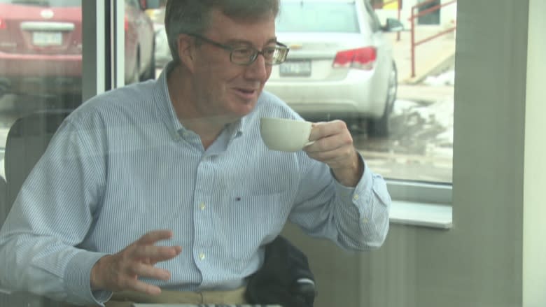 Jim Watson returns to work after breaking pelvis in snowmobile crash