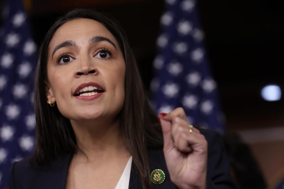 Alexandria Ocasio-Cortez said disparities between CEO and employee incomes had skyrocketed during the pandemic (Getty Images)