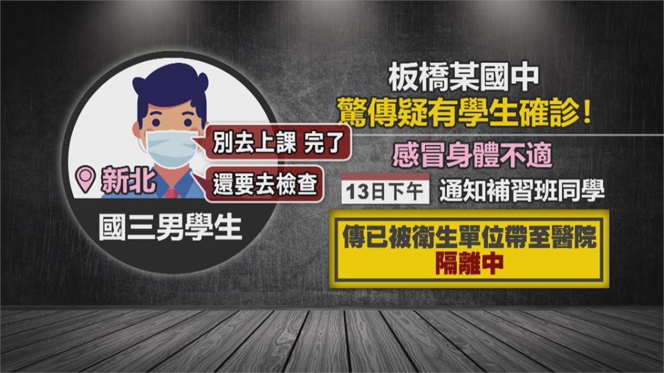 新北某國三生疑確診！師群組要全班別出門　 週末就要會考...若有隔離學生可參加補考