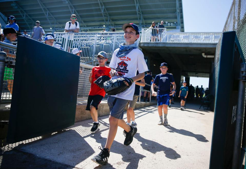 Fans attend the first full-squad spring training workout for the Minnesota Twins at Hammond Stadium in Fort Myers on Monday, Feb. 20, 2023. 