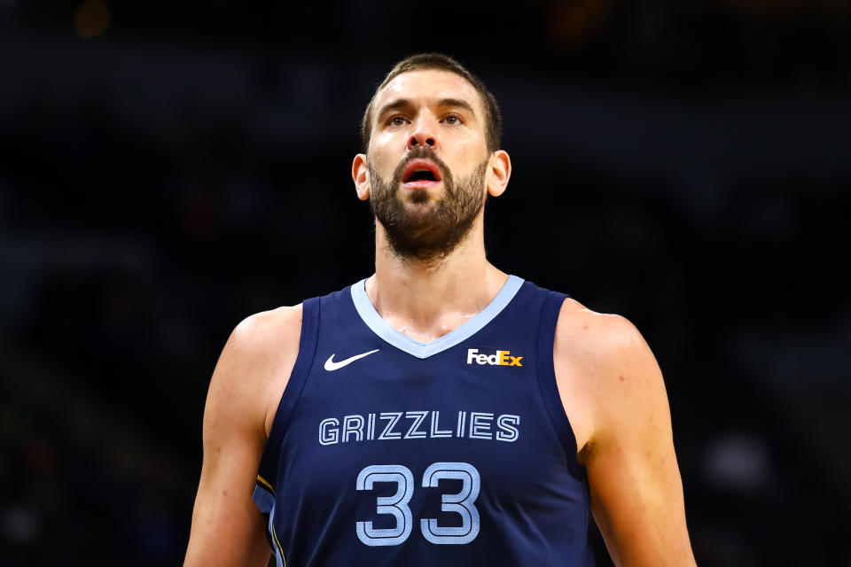 Marc Gasol had spent his entire NBA playing career with the Grizzlies prior to being traded to the Raptors. (AP)