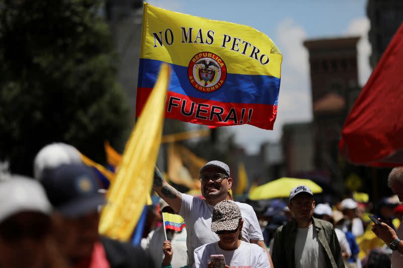 FILE PHOTO: Protest against Colombian President Gustavo Petro's reforms, in Bogota