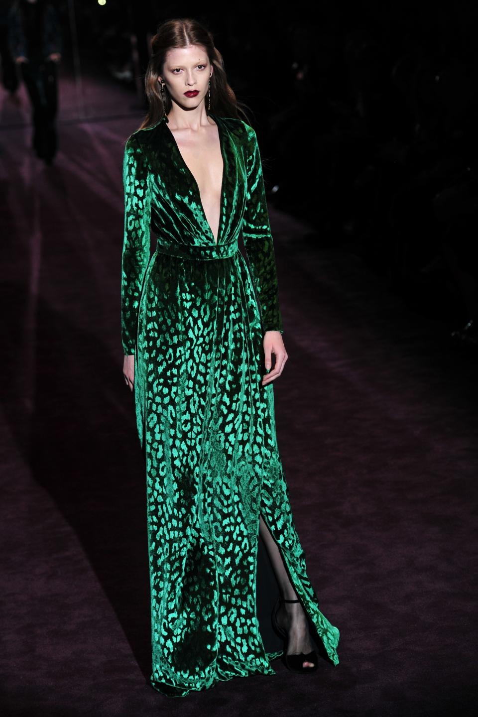 A velvet gown at the Gucci Fall 2012 presentation