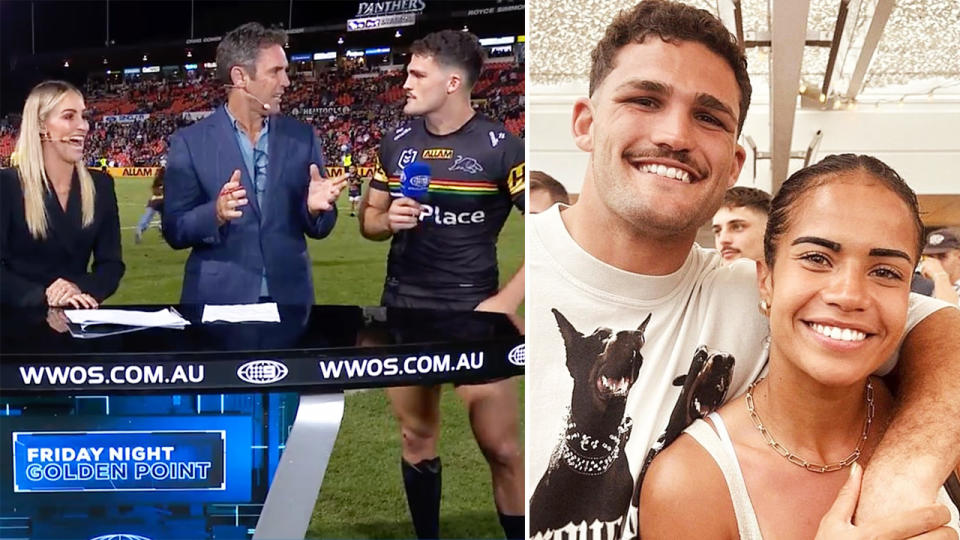 Nathan Cleary, pictured here after being asked about girlfriend Mary Fowler.