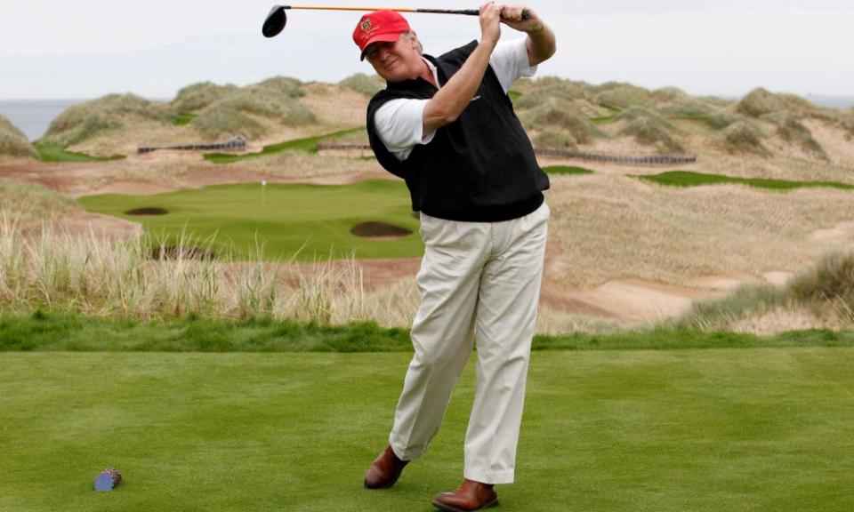 Donald Trump on his Trump International Golf Links course near Aberdeen.