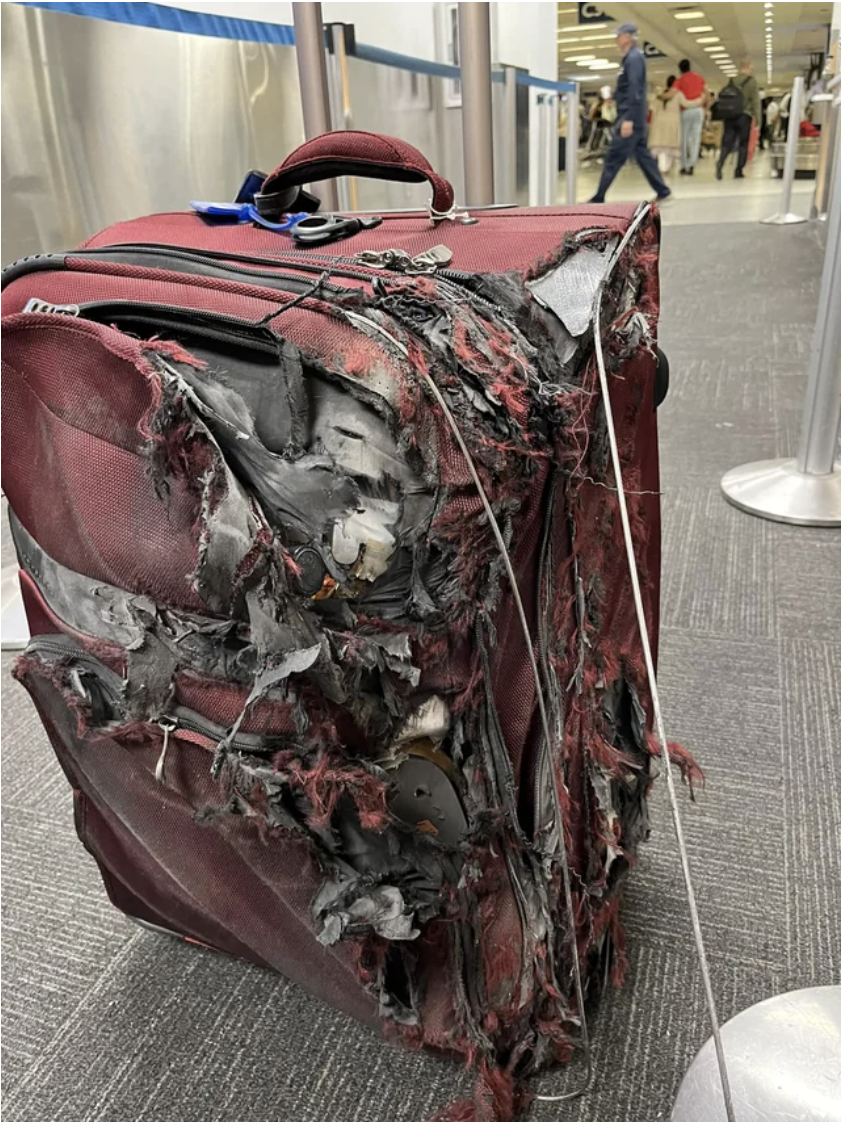 completely destroyed luggage