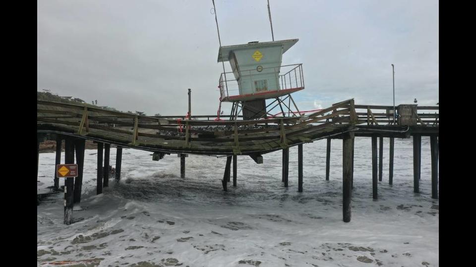 “Recent storms destroyed over half of the pier and severely damaged the remaining structure” at Seacliff State Beach, California State Parks said.