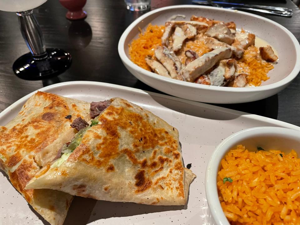 The California Burrito, arroz con pollo (rice with chicken and Mexican rice all offer great flavor at Celestina Mexican Crafted in Knoxville.