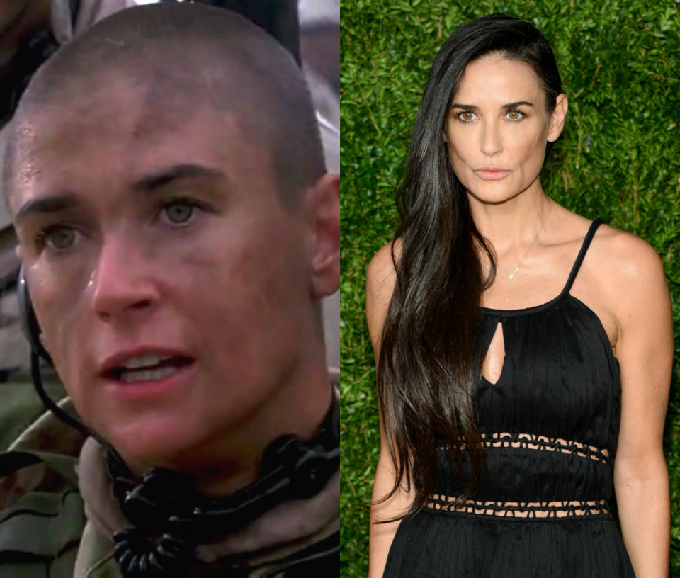 <p>Demi Moore really was one tough cookie in the 1997 hit G.I Jane, even shaving her hair for the hardcore role. <i>[Photo: GI Jane Getty]</i></p>