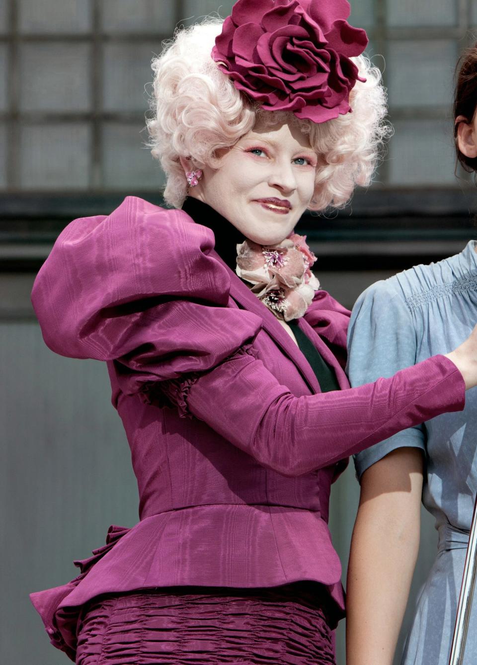 Effie in a pink flower suit