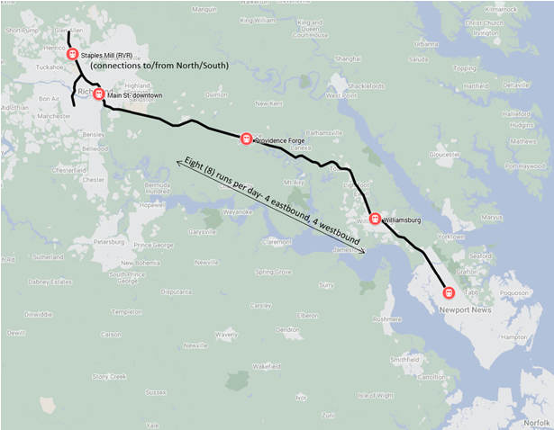 A view of the route of the proposed RVA757 Connector (Courtesy: HRTPO)