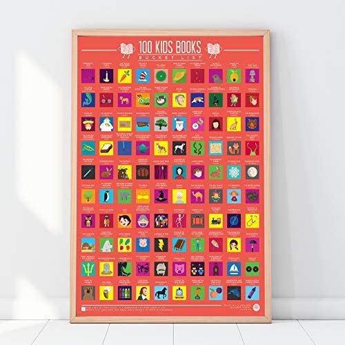 100 Kids Books Bucket List Scratch Poster