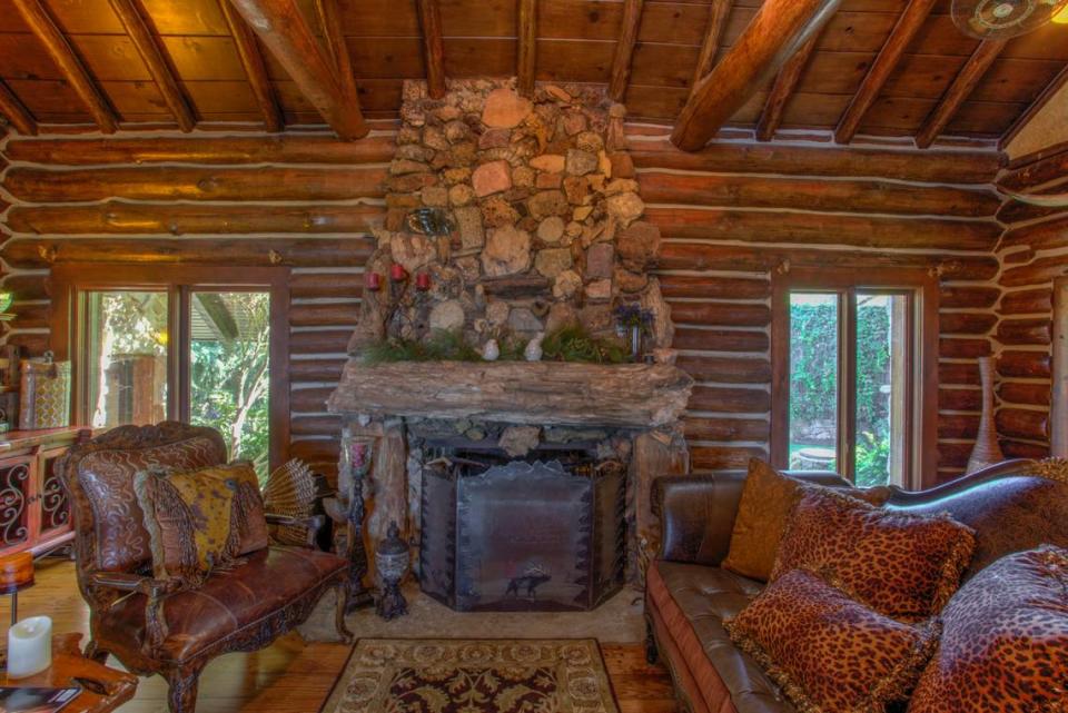 This fire place, built by Elton Hyder, consists of 500 rocks the lawyer collected during his travels.