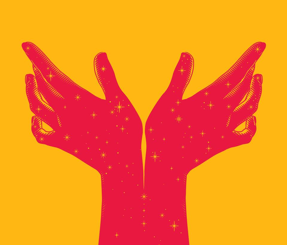 Vector illustration of Hands reaching for the stars