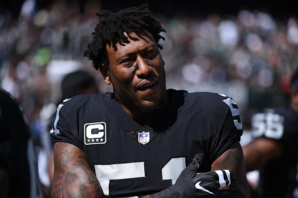 Bruce Irvin had other things on his mind following another Raiders loss. (Getty Images) 