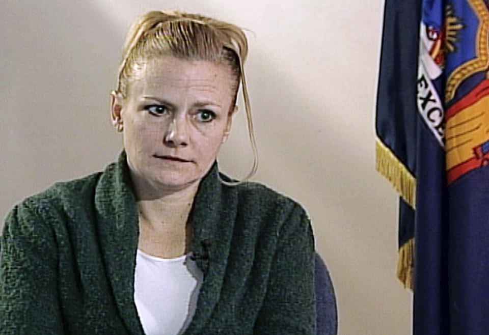 FILE - In this 2010 file image from video courtesy of WMUR television of Manchester, N.H., Pamela Smart is shown during an interview at the corrections facility, in Bedford Hills, N.Y. Smart, who is serving life in prison for plotting with her teenage student to have her husband killed in 1990, accepted full responsibility for his death for the first time in a videotaped statement released Tuesday, June 11, 2024, as part of her latest sentence reduction request. (WMUR Television via AP, File)