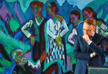 Jens Weidmann, president of the Deutsche Bundesbank, attends at the weekly cabinet meeting at the Chancellery in Berlin, Germany June 28, 2017. REUTERS/Hannibal Hanschke