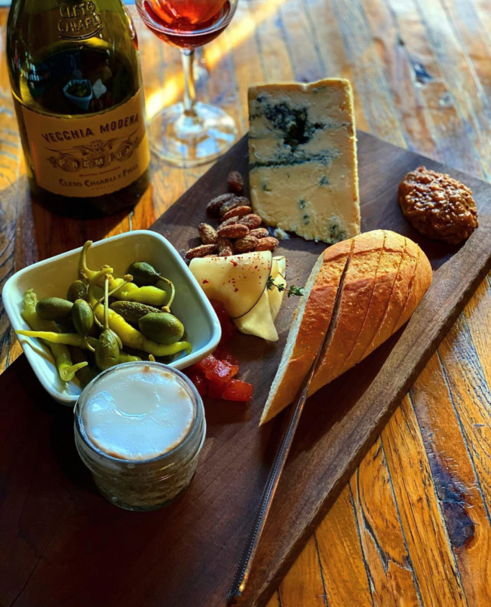 Third Ward restaurant and butcher shop Bavette changes its charcuterie club offerings monthly. In November the box held duck rillette, gorgonzola dolce, a bottle of dry Lambrusco, honey-chile pickled radish, date mustard, pear-hazelnut jam, quince paste, cornichons, caperberries and bread.