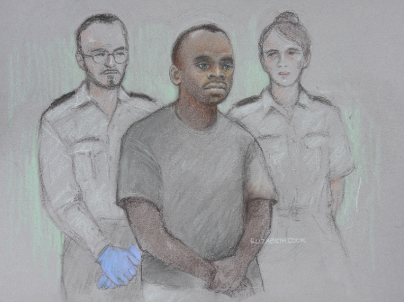 <em>Court drawing of Khater in court as he faced attempted murder charges (PA)</em>