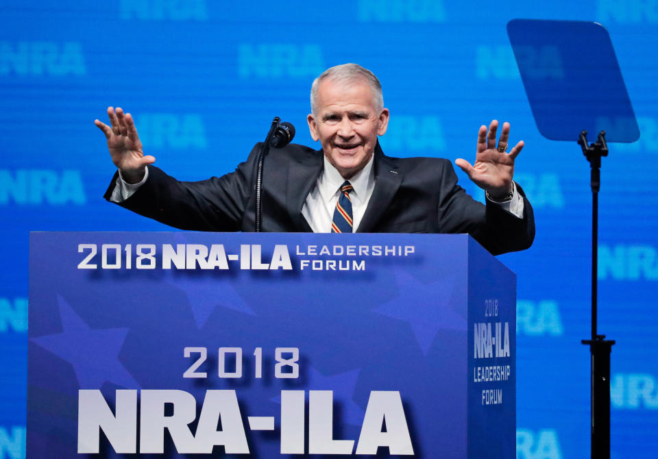 Retired Lt. Col. Oliver North, who spoke at&nbsp;the National Rife Association convention in Dallas last week, is expected to be the&nbsp;group's next president. (Photo: Lucas Jackson / Reuters)