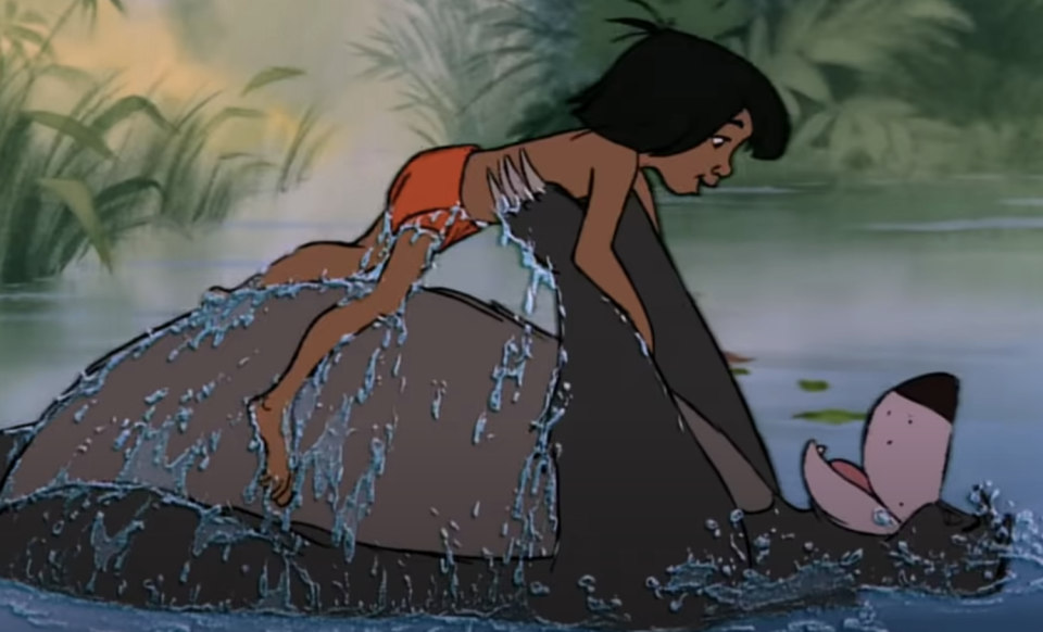 mowgli and baloo in the water