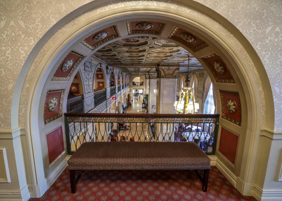 A view from the third floor balcony overlooking the Brown Hotel lobby which is nearly unchanged for the past 95 years.October 4, 2018