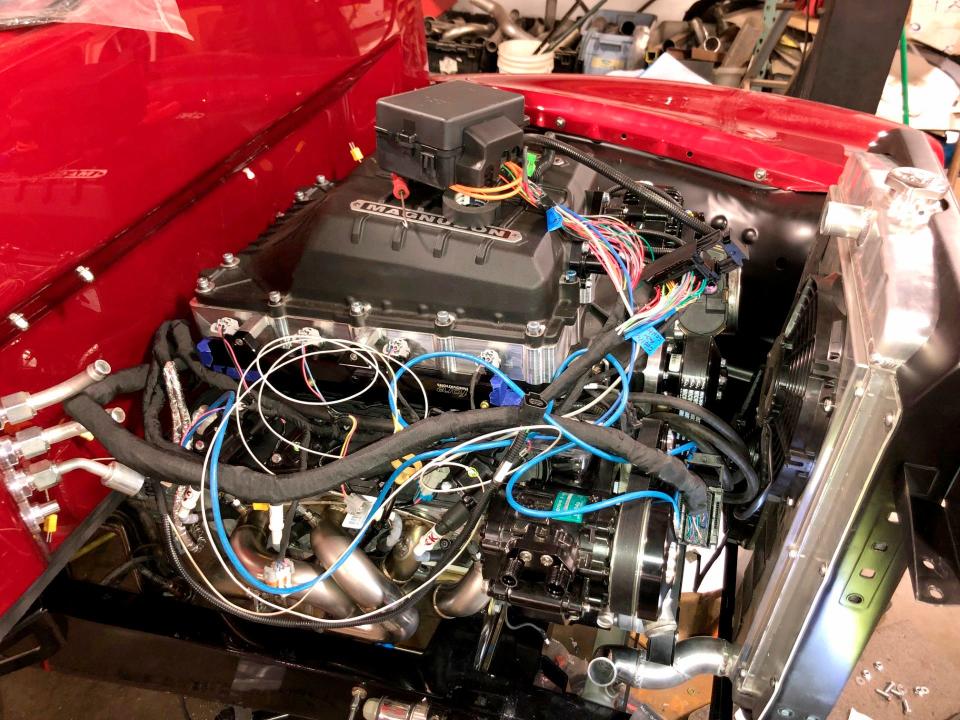 A 1948 Chevy 3100 pickup truck being built with a hydrogen fuel tank that can get 250 miles on one tank.