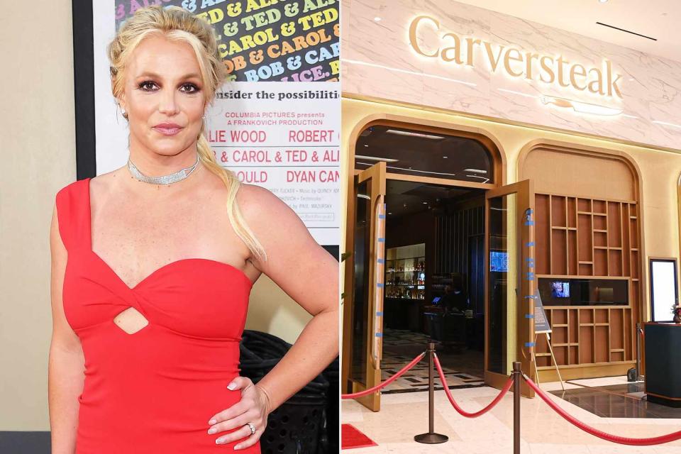 <p>Steve Granitz/WireImage; Denise Truscello/Getty Images for Carversteak</p> Britney Spears; Carversteak in Las Vegas