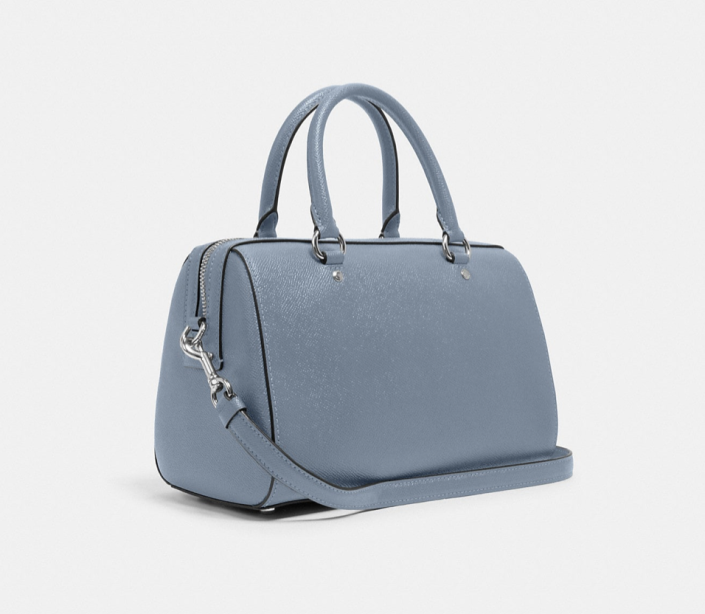 Coach Outlet Rowan Satchel in Silver/Marble Blue (Photo via Coach Outlet)