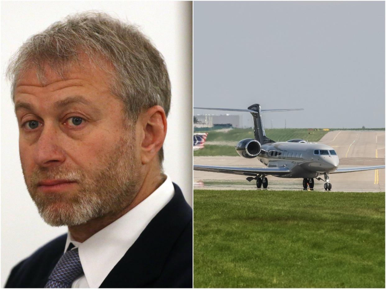 Russian billionaire and businessman Roman Abramovich next to a Gulfstream G650ER ( reg. SP-TOP ) at Gdansk Lech Walesa Airport in Gdansk, Poland